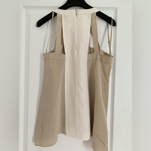 100% Silk Sleeveless Beige and White Halter-Top XS - Picture 6 of 11